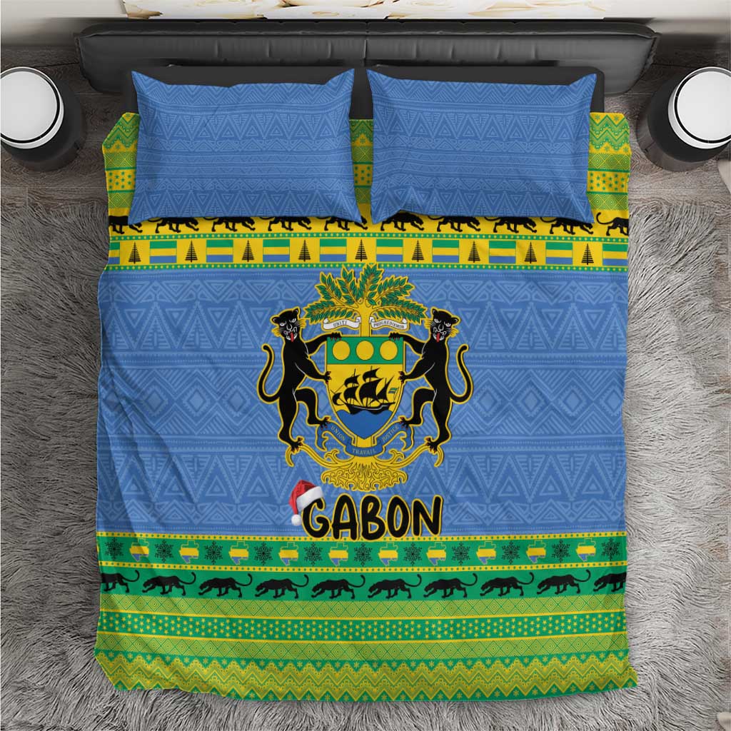 Gabon Christmas Bedding Set Coat Of Arms Joyeux Noel - Wonder Print Shop