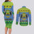 Gabon Christmas Couples Matching Long Sleeve Bodycon Dress and Long Sleeve Button Shirt Coat Of Arms Joyeux Noel - Wonder Print Shop