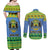 Gabon Christmas Couples Matching Off Shoulder Maxi Dress and Long Sleeve Button Shirt Coat Of Arms Joyeux Noel - Wonder Print Shop