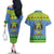 Gabon Christmas Couples Matching Off The Shoulder Long Sleeve Dress and Hawaiian Shirt Coat Of Arms Joyeux Noel - Wonder Print Shop