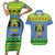 Gabon Christmas Couples Matching Short Sleeve Bodycon Dress and Hawaiian Shirt Coat Of Arms Joyeux Noel - Wonder Print Shop