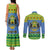 Gabon Christmas Couples Matching Tank Maxi Dress and Long Sleeve Button Shirt Coat Of Arms Joyeux Noel - Wonder Print Shop