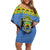 Gabon Christmas Family Matching Off Shoulder Short Dress and Hawaiian Shirt Coat Of Arms Joyeux Noel - Wonder Print Shop