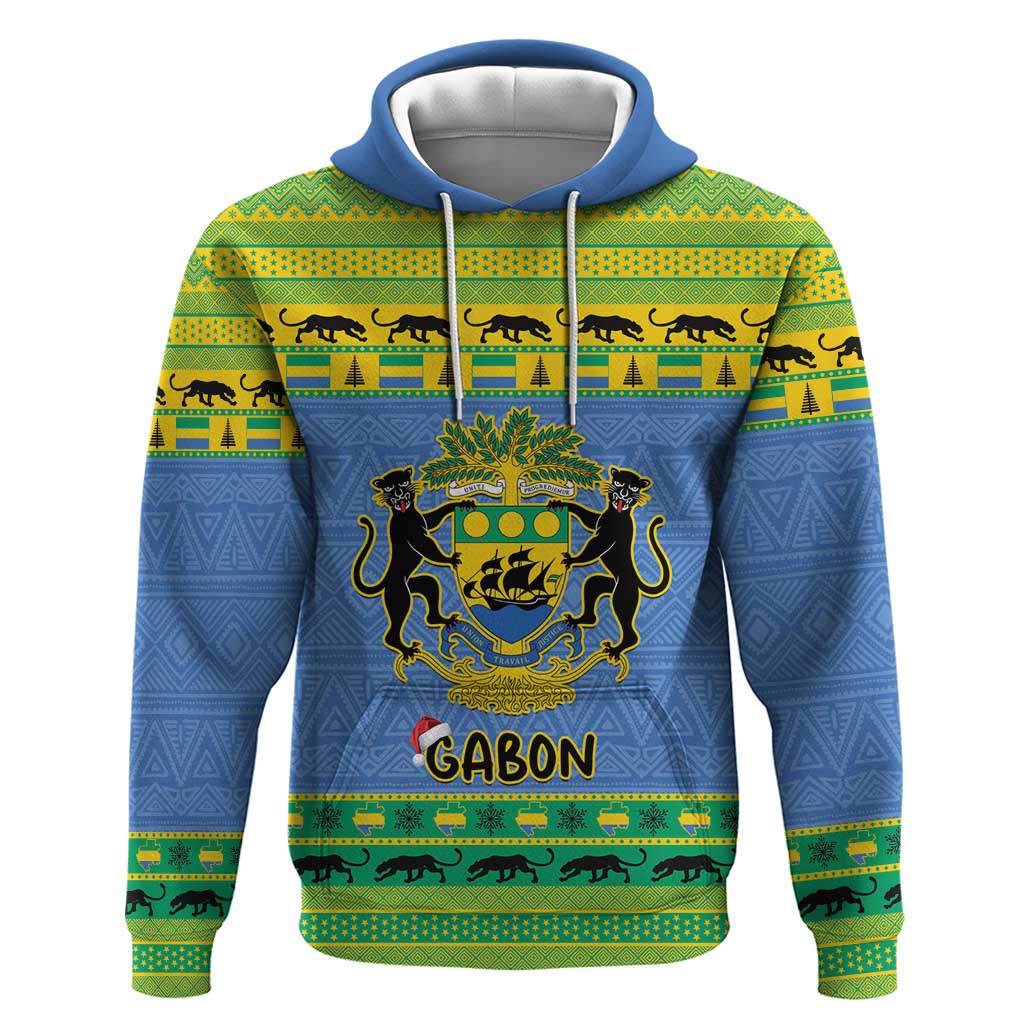 Gabon Christmas Hoodie Coat Of Arms Joyeux Noel - Wonder Print Shop