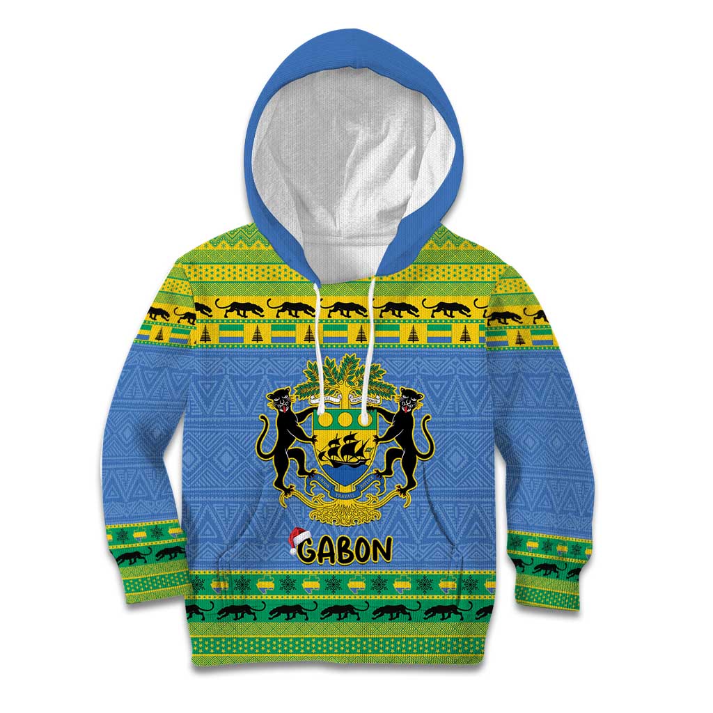 Gabon Christmas Kid Hoodie Coat Of Arms Joyeux Noel - Wonder Print Shop