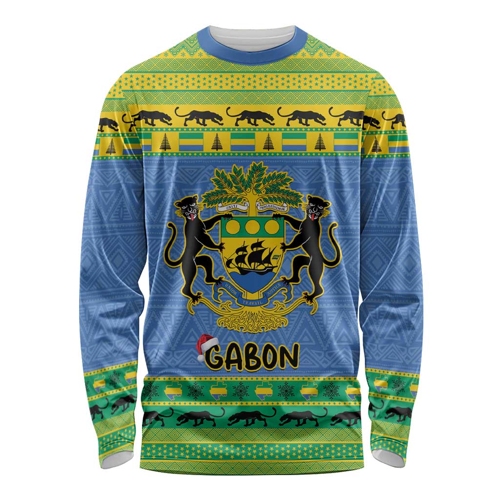 Gabon Christmas Long Sleeve Shirt Coat Of Arms Joyeux Noel - Wonder Print Shop