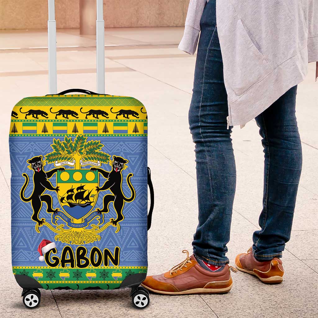 Gabon Christmas Luggage Cover Coat Of Arm Joyeux Noel