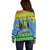 Gabon Christmas Off Shoulder Sweater Coat Of Arms Joyeux Noel - Wonder Print Shop