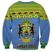Unisex blue Christmas sweatshirt with Gabon crest and JOYEUX NOEL lettering