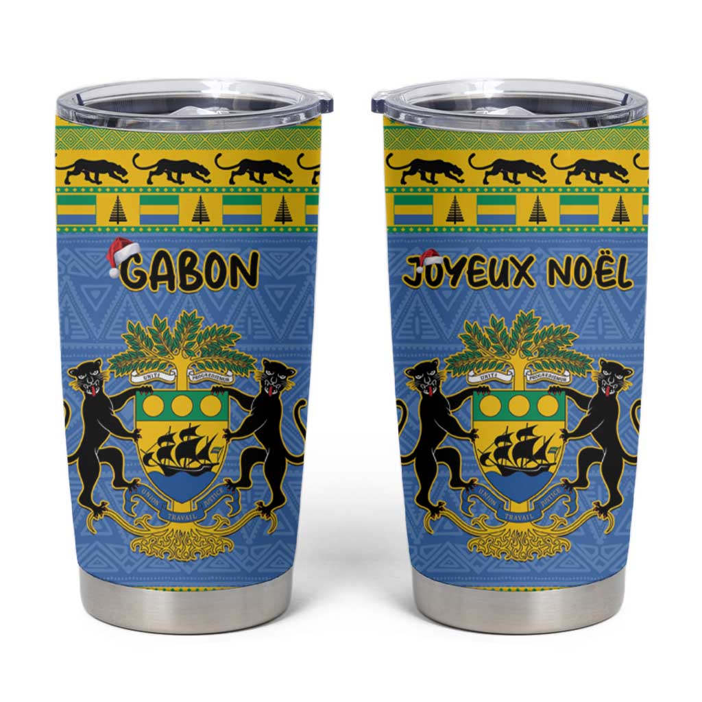 Gabon Christmas Tumbler Cup Coat Of Arms Joyeux Noel - Wonder Print Shop