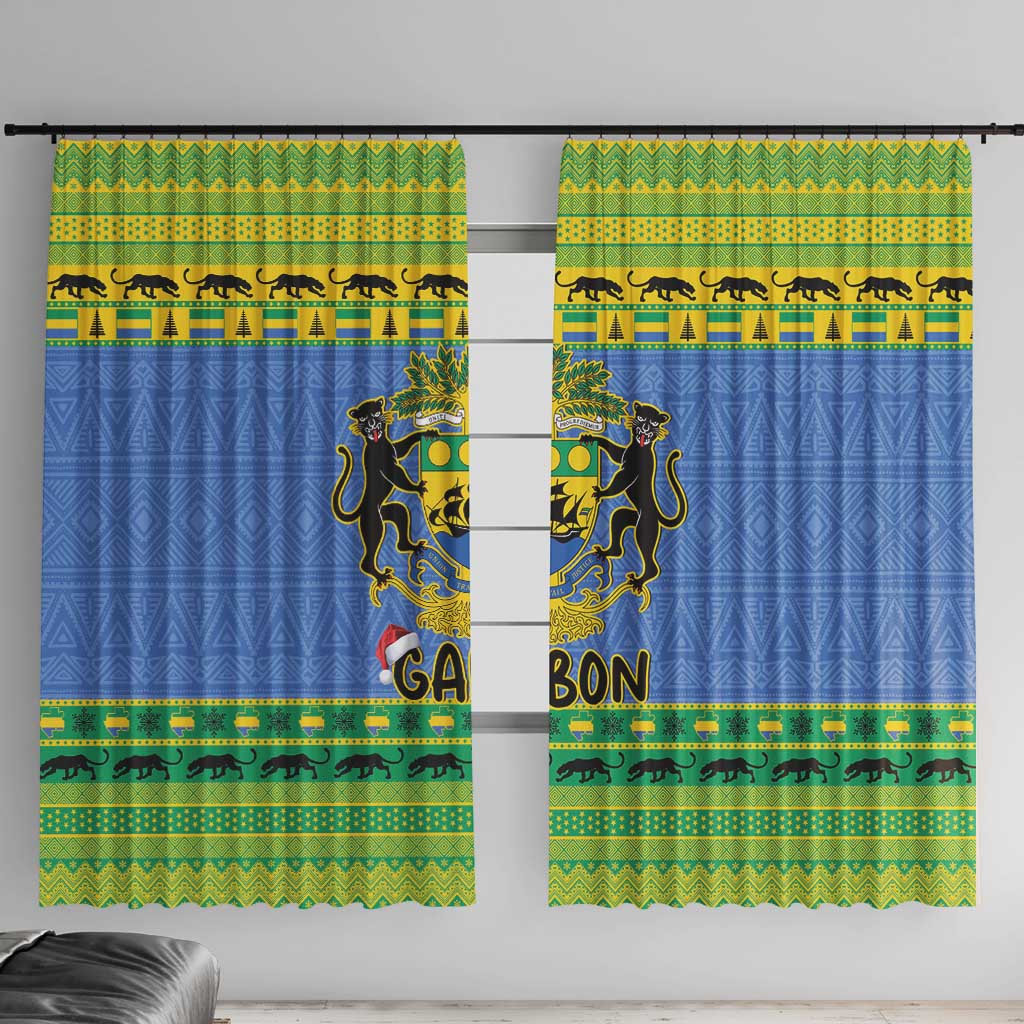 Gabon Christmas Window Curtain Coat Of Arms Joyeux Noel - Wonder Print Shop