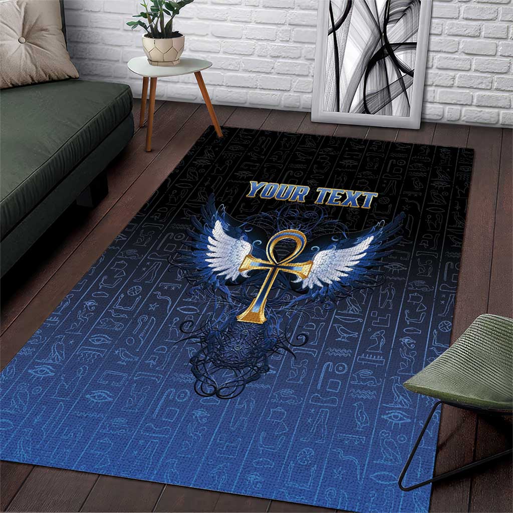 Personalised Egyptian Ankh Area Rug Egypt Hieroglyphs Pattern