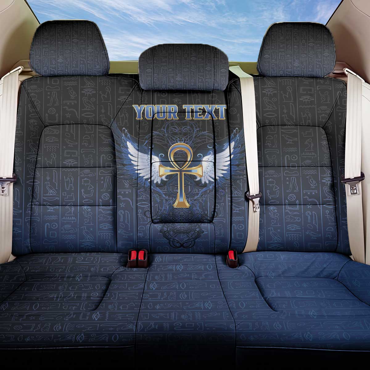 Personalised Egyptian Ankh Back Car Seat Cover Egypt Hieroglyphs Pattern