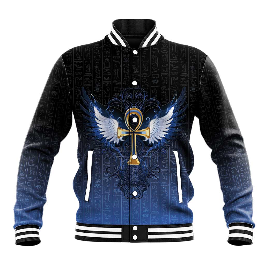 Personalised Egyptian Ankh Baseball Jacket Egypt Hieroglyphs Pattern