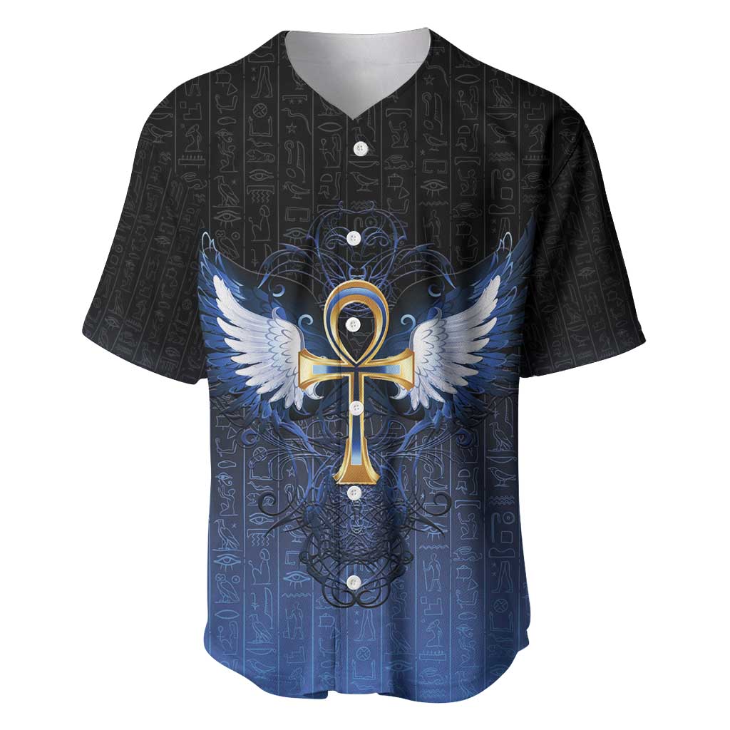 Personalised Egyptian Ankh Baseball Jersey Egypt Hieroglyphs Pattern