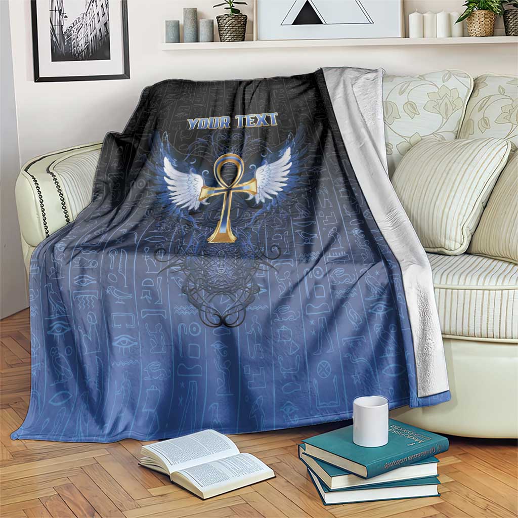 Personalised Egyptian Ankh Blanket Egypt Hieroglyphs Pattern