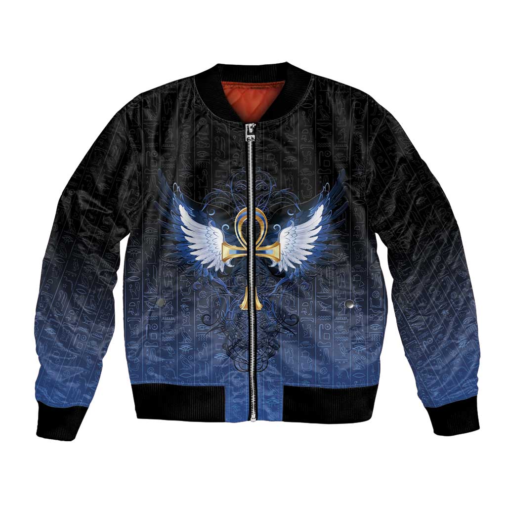 Personalised Egyptian Ankh Bomber Jacket Egypt Hieroglyphs Pattern