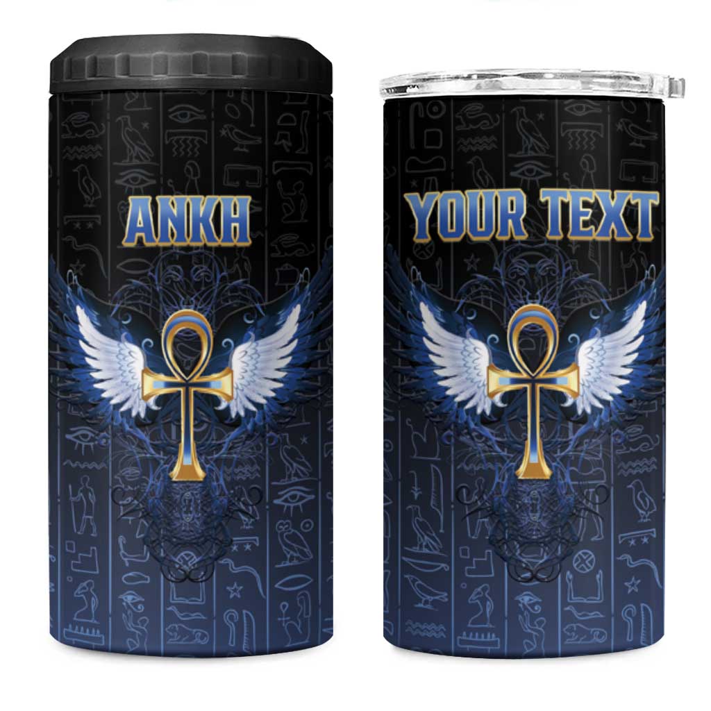 Personalised Egyptian Ankh 4 in 1 Can Cooler Tumbler Egypt Hieroglyphs Pattern