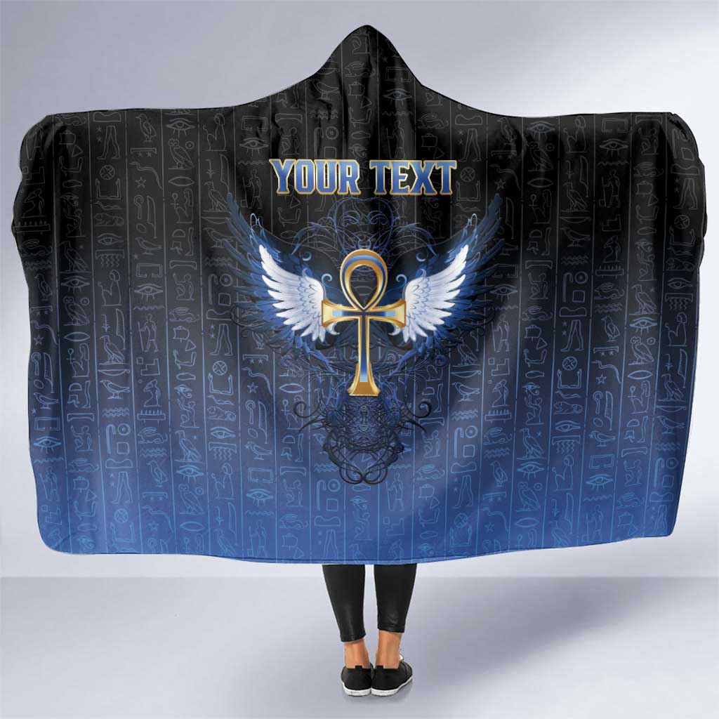 Personalised Egyptian Ankh Hooded Blanket Egypt Hieroglyphs Pattern