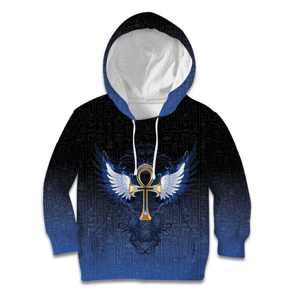 Personalised Egyptian Ankh Kid Hoodie Egypt Hieroglyphs Pattern