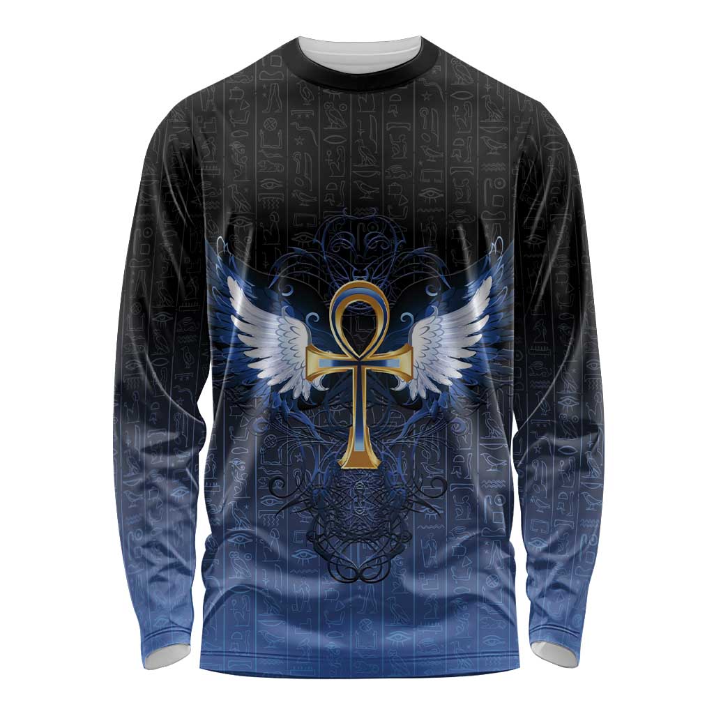 Personalised Egyptian Ankh Long Sleeve Shirt Egypt Hieroglyphs Pattern