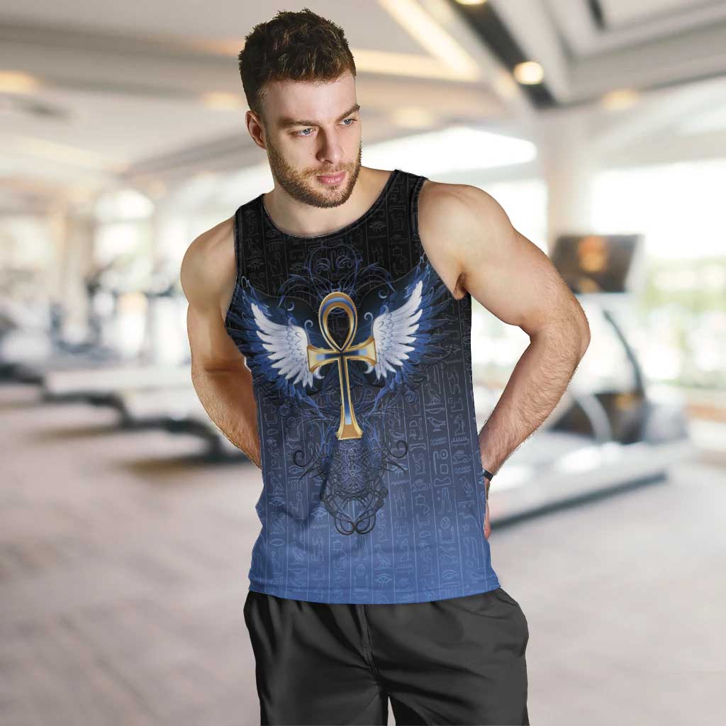 Personalised Egyptian Ankh Men Tank Top Egypt Hieroglyphs Pattern