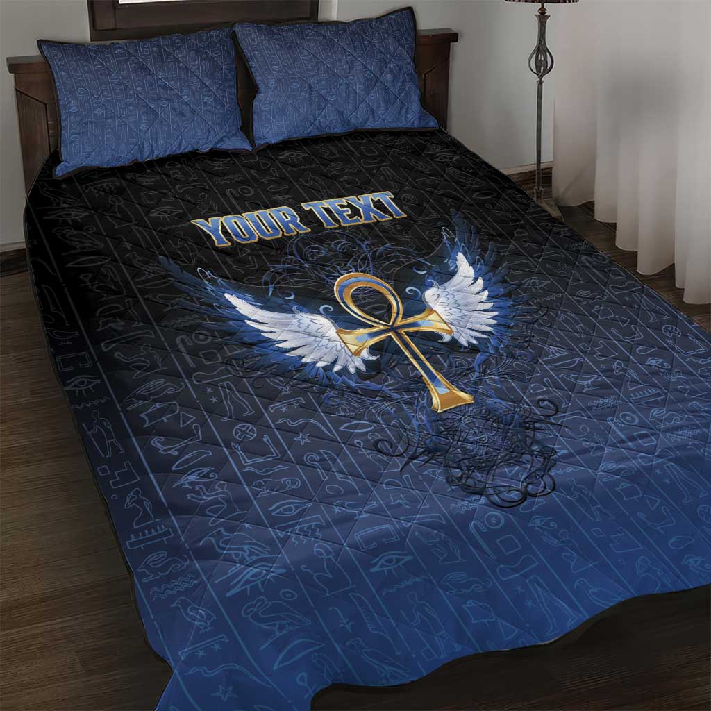 Personalised Egyptian Ankh Quilt Bed Set Egypt Hieroglyphs Pattern