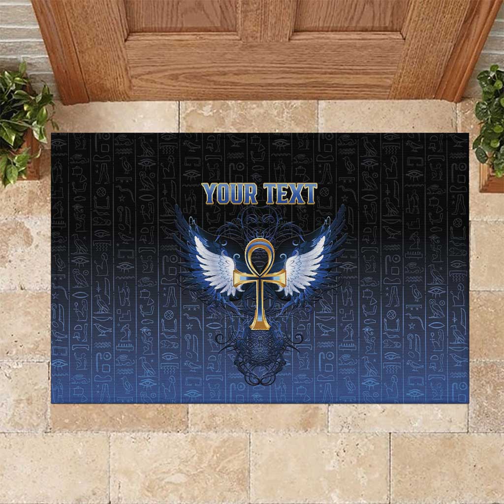 Personalised Egyptian Ankh Rubber Doormat Egypt Hieroglyphs Pattern