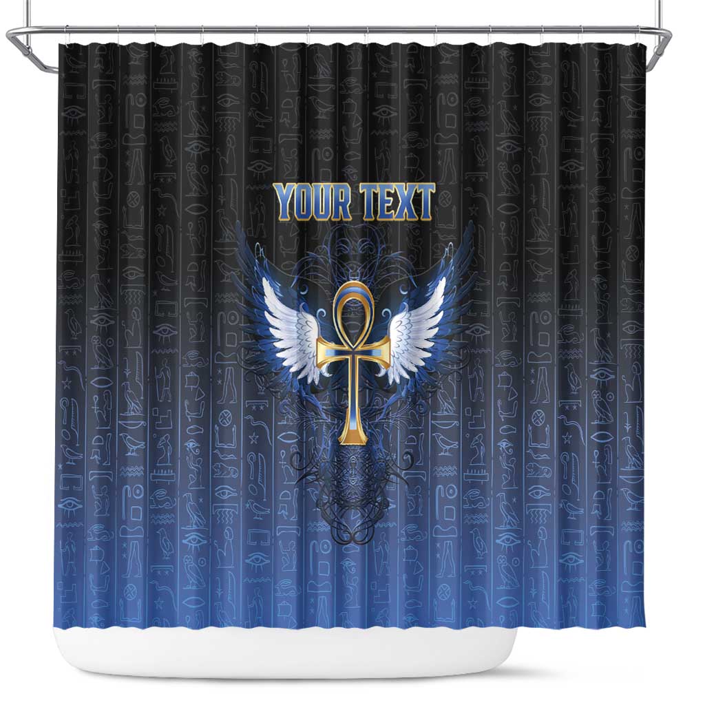 Personalised Egyptian Ankh Shower Curtain Egypt Hieroglyphs Pattern