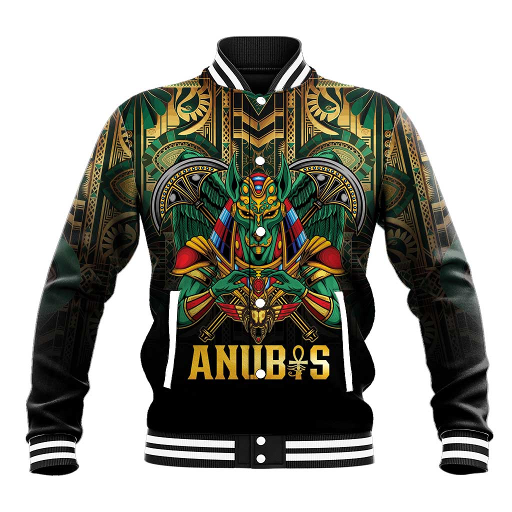 Egypt Anubis Baseball Jacket Golden Ancient Egypt Pattern