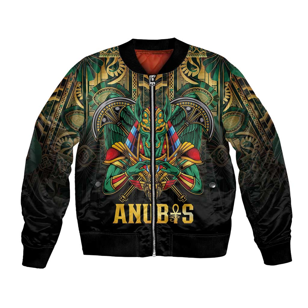 Egypt Anubis Bomber Jacket Golden Ancient Egypt Pattern