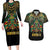 Egypt Anubis Couples Matching Long Sleeve Bodycon Dress and Hawaiian Shirt Golden Ancient Egypt Pattern