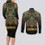 Egypt Anubis Couples Matching Long Sleeve Bodycon Dress and Long Sleeve Button Shirt Golden Ancient Egypt Pattern