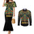 Egypt Anubis Couples Matching Mermaid Dress and Long Sleeve Button Shirt Golden Ancient Egypt Pattern