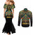 Egypt Anubis Couples Matching Mermaid Dress and Long Sleeve Button Shirt Golden Ancient Egypt Pattern