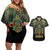 Egypt Anubis Couples Matching Off Shoulder Short Dress and Hawaiian Shirt Golden Ancient Egypt Pattern