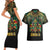 Egypt Anubis Couples Matching Short Sleeve Bodycon Dress and Hawaiian Shirt Golden Ancient Egypt Pattern