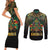 Egypt Anubis Couples Matching Short Sleeve Bodycon Dress and Long Sleeve Button Shirt Golden Ancient Egypt Pattern