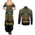 Egypt Anubis Couples Matching Summer Maxi Dress and Long Sleeve Button Shirt Golden Ancient Egypt Pattern