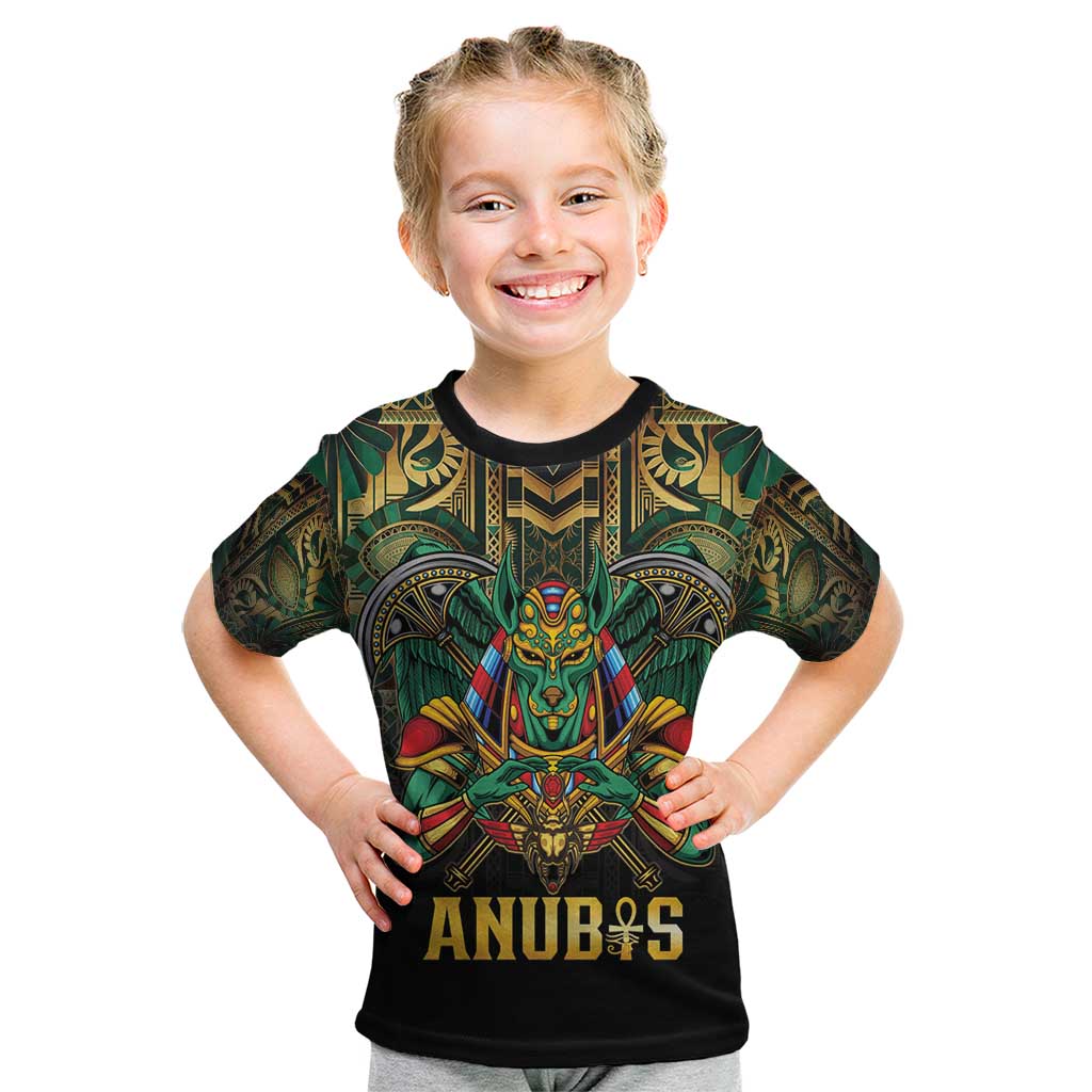 Egypt Anubis Kid T Shirt Golden Ancient Egypt Pattern