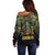 Egypt Anubis Off Shoulder Sweater Golden Ancient Egypt Pattern