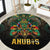 Egypt Anubis Round Carpet Golden Ancient Egypt Pattern