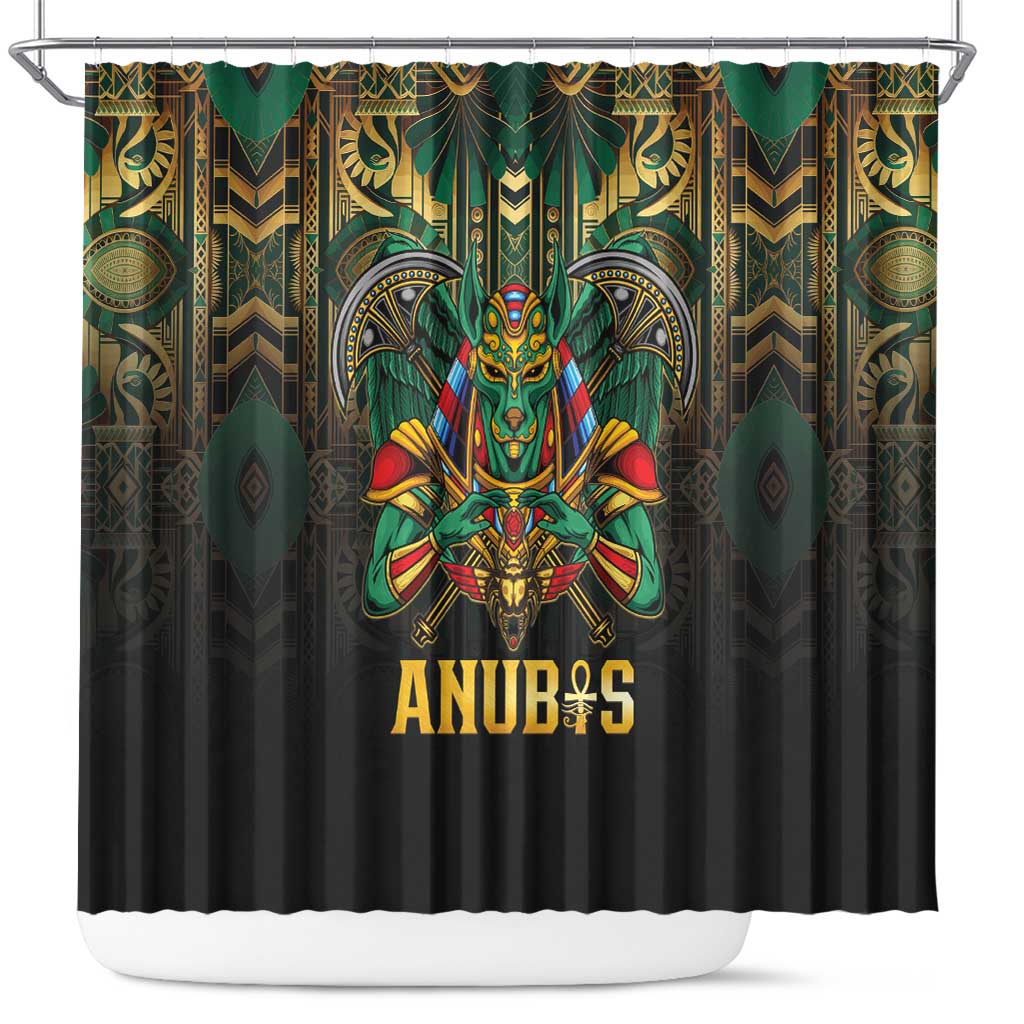 Egypt Anubis Shower Curtain Golden Ancient Egypt Pattern