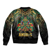Egypt Anubis Sleeve Zip Bomber Jacket Golden Ancient Egypt Pattern
