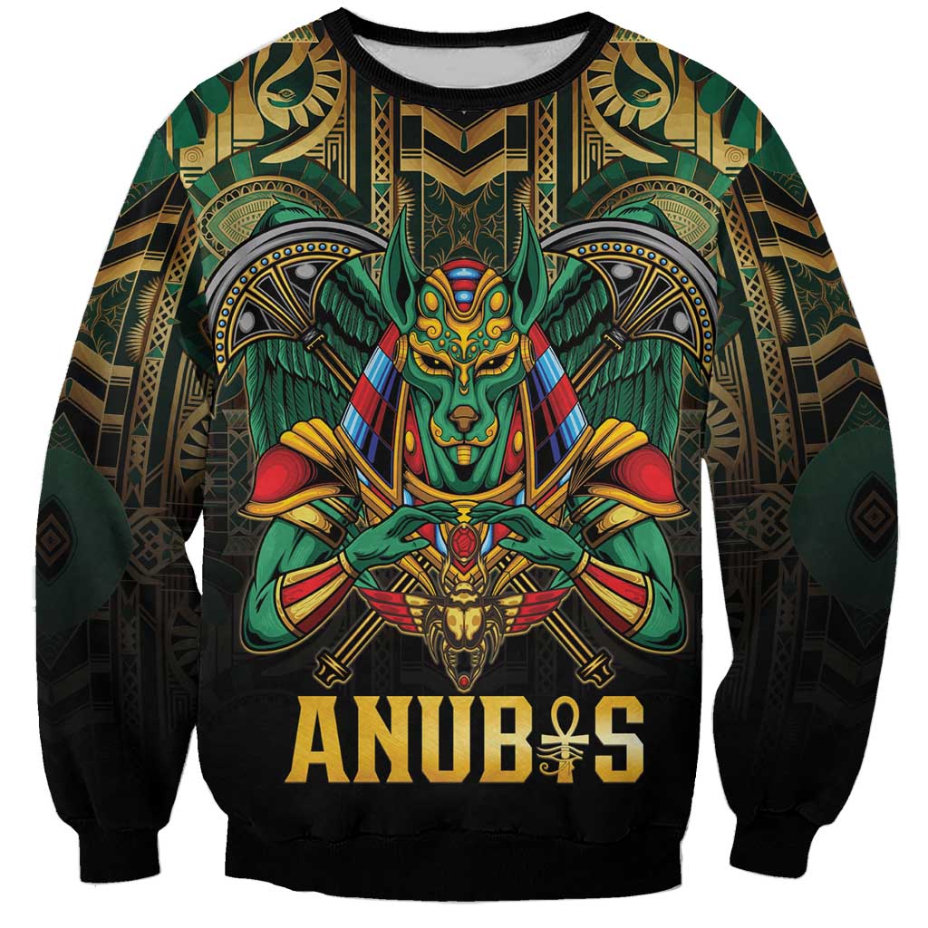 Egypt Anubis Sweatshirt Golden Ancient Egypt Pattern