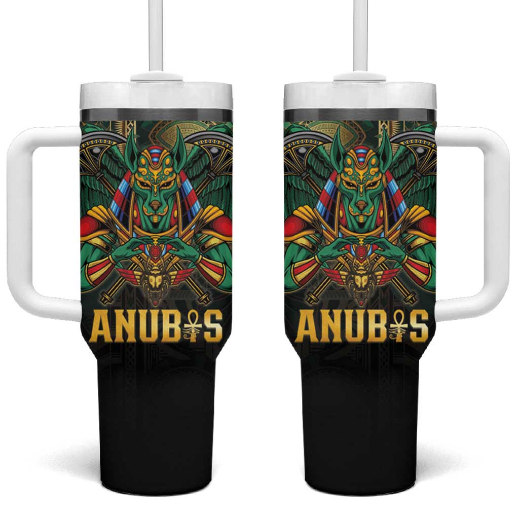 Egypt Anubis Tumbler With Handle Golden Ancient Egypt Pattern