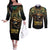 Egypt Eye of Horus Couples Matching Off The Shoulder Long Sleeve Dress and Long Sleeve Button Shirt Truth Know Thyself