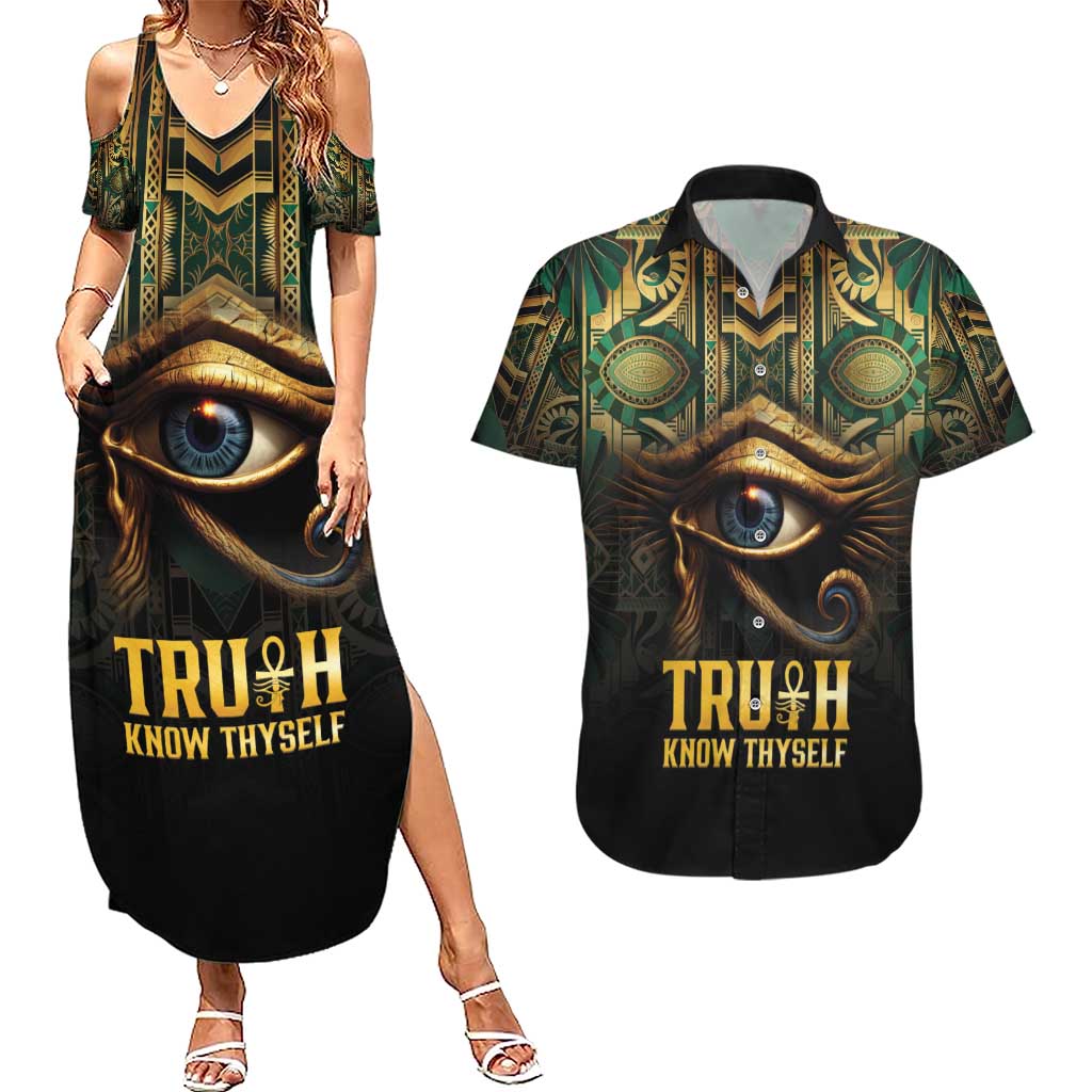 Egypt Eye of Horus Couples Matching Summer Maxi Dress and Hawaiian Shirt Truth Know Thyself