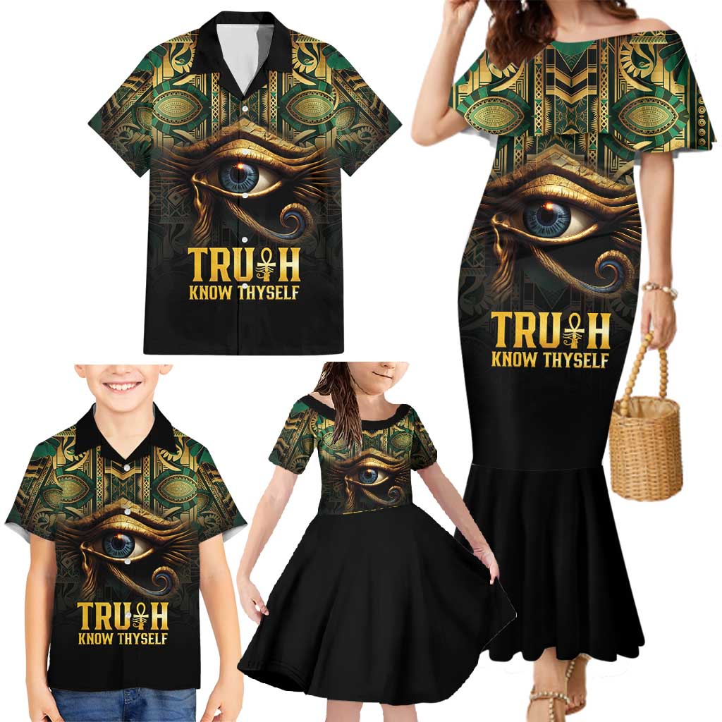 Egypt Eye of Horus Family Matching Mermaid Dress and Hawaiian Shirt Truth Know Thyself