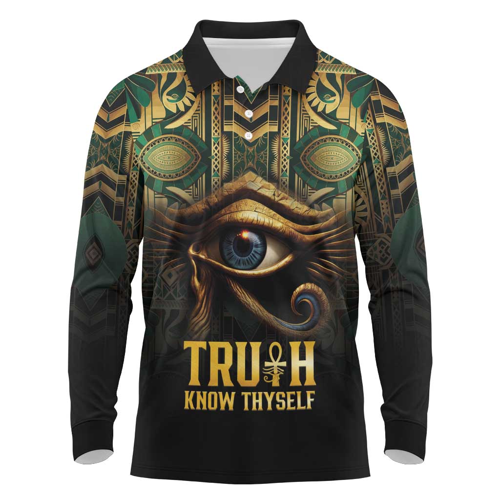 Egypt Eye of Horus Long Sleeve Polo Shirt Truth Know Thyself